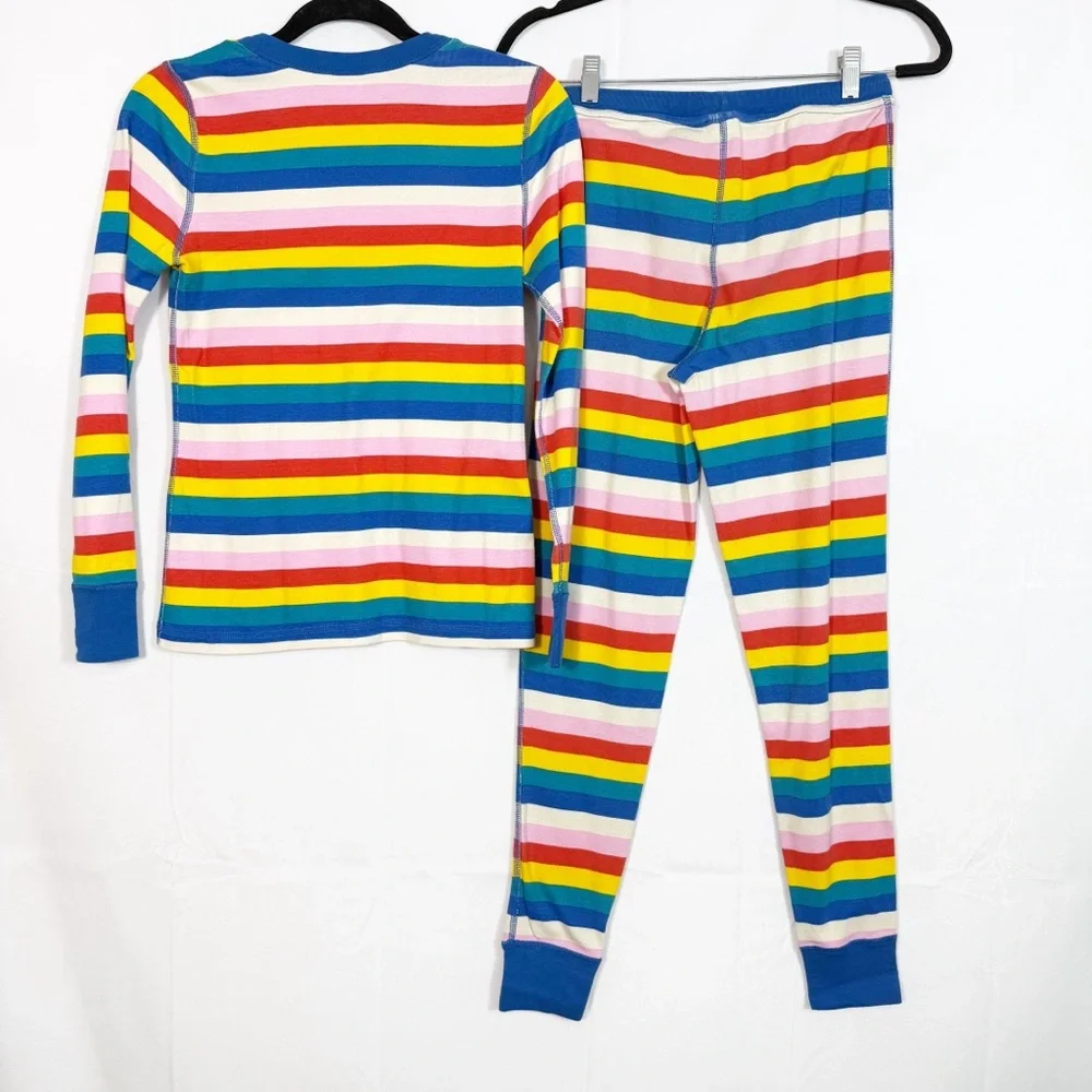 Hanna Andersson Long Sleeve Thermal Pajama Set Two (2) Piece Top Bottoms Stripe - Picture 2 of 11